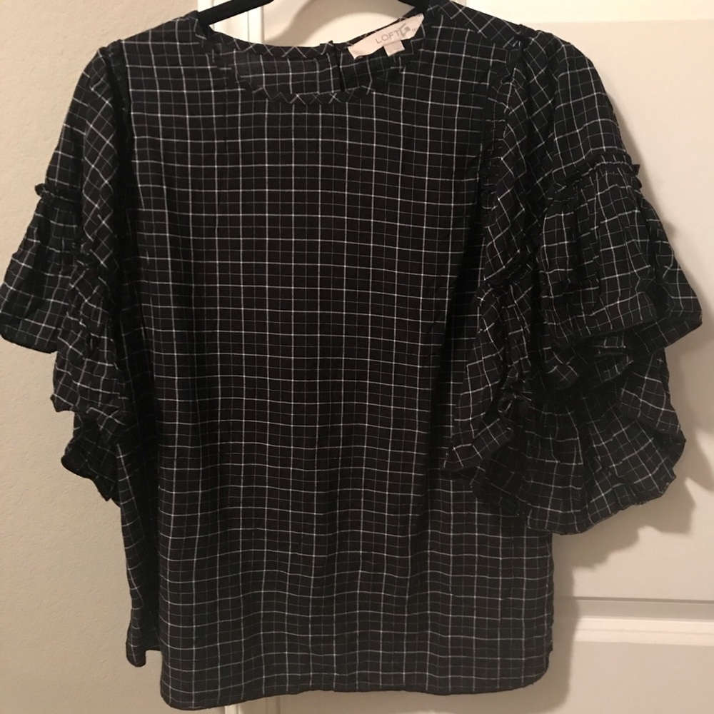Loft black and white patterned blouse